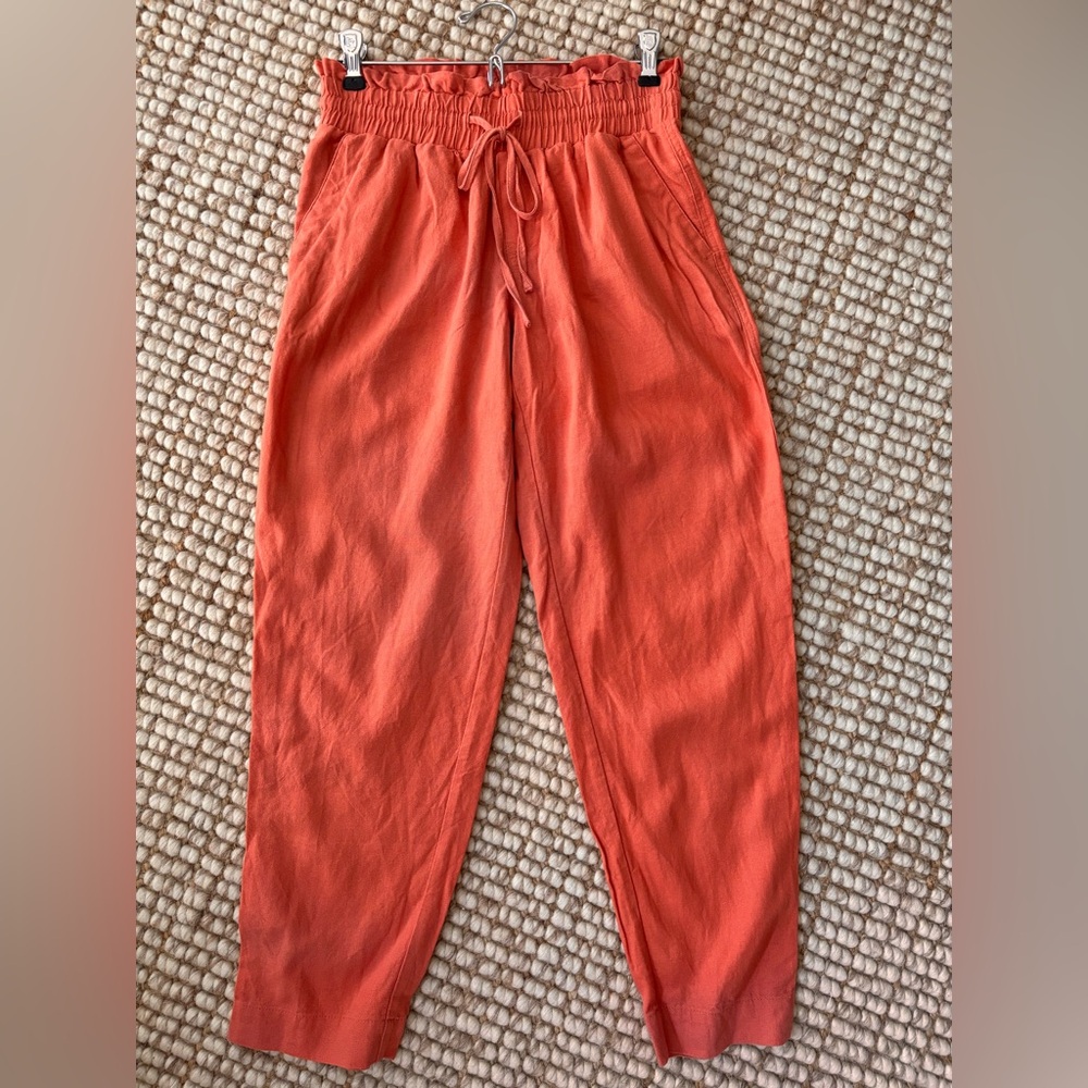 A New Day Vibrant Peach Linen Pants
